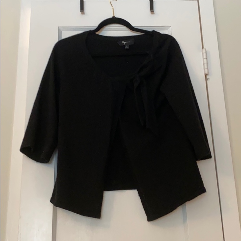 Cashmere bow open cardigan